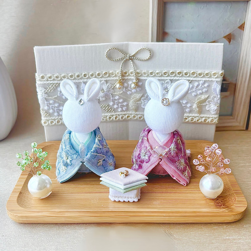 インド刺繍リボンのうさ雛人形 ひな人形・雛飾り cham 通販 20265778