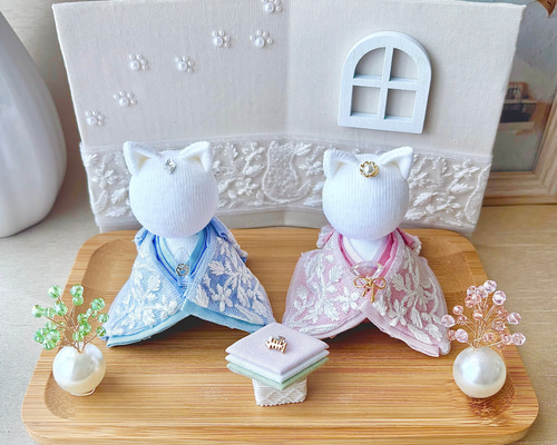 インド刺繍リボンのねこ雛人形 ひな人形・雛飾り cham 通販 20265823