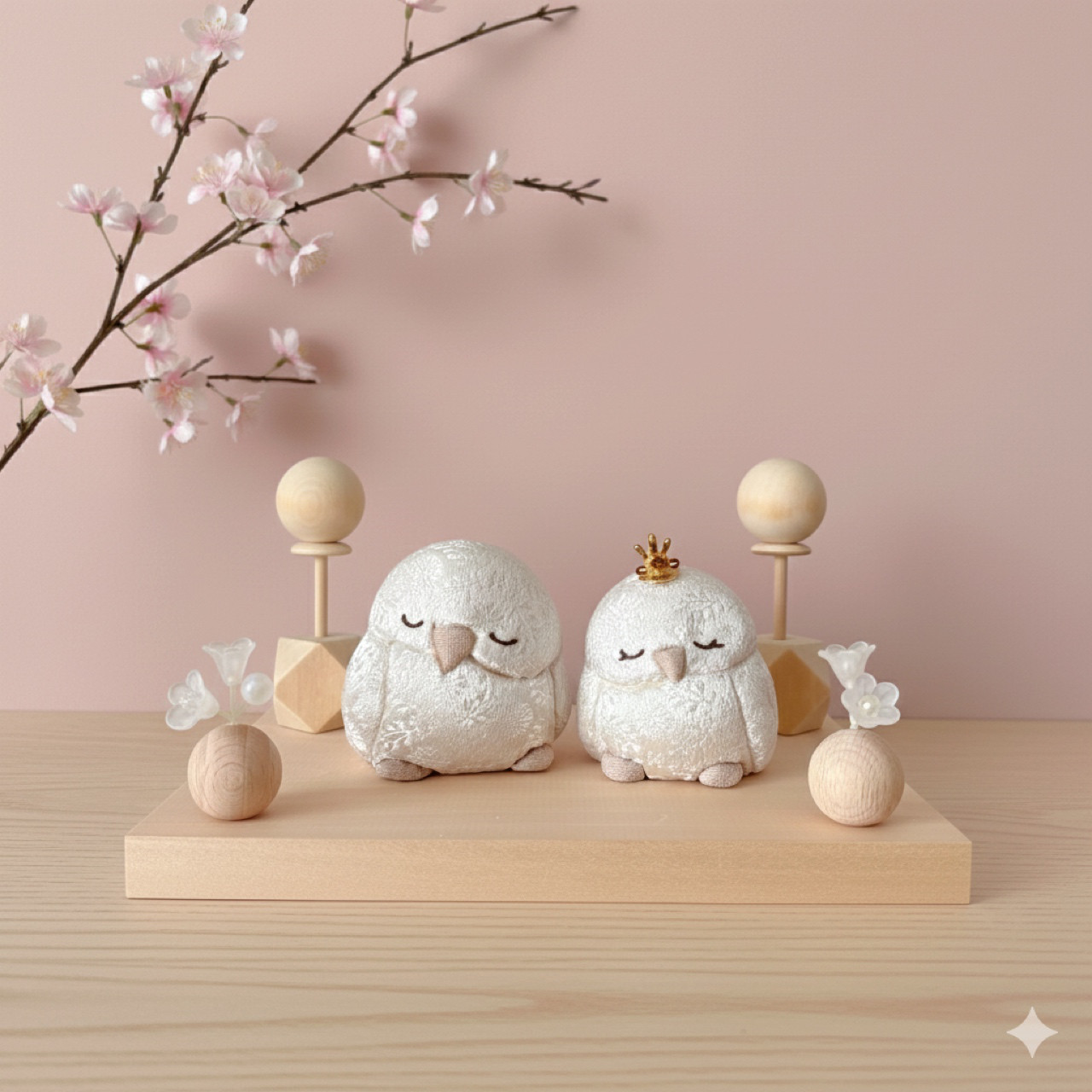 【なかよく肩寄せ合うふわ雛】