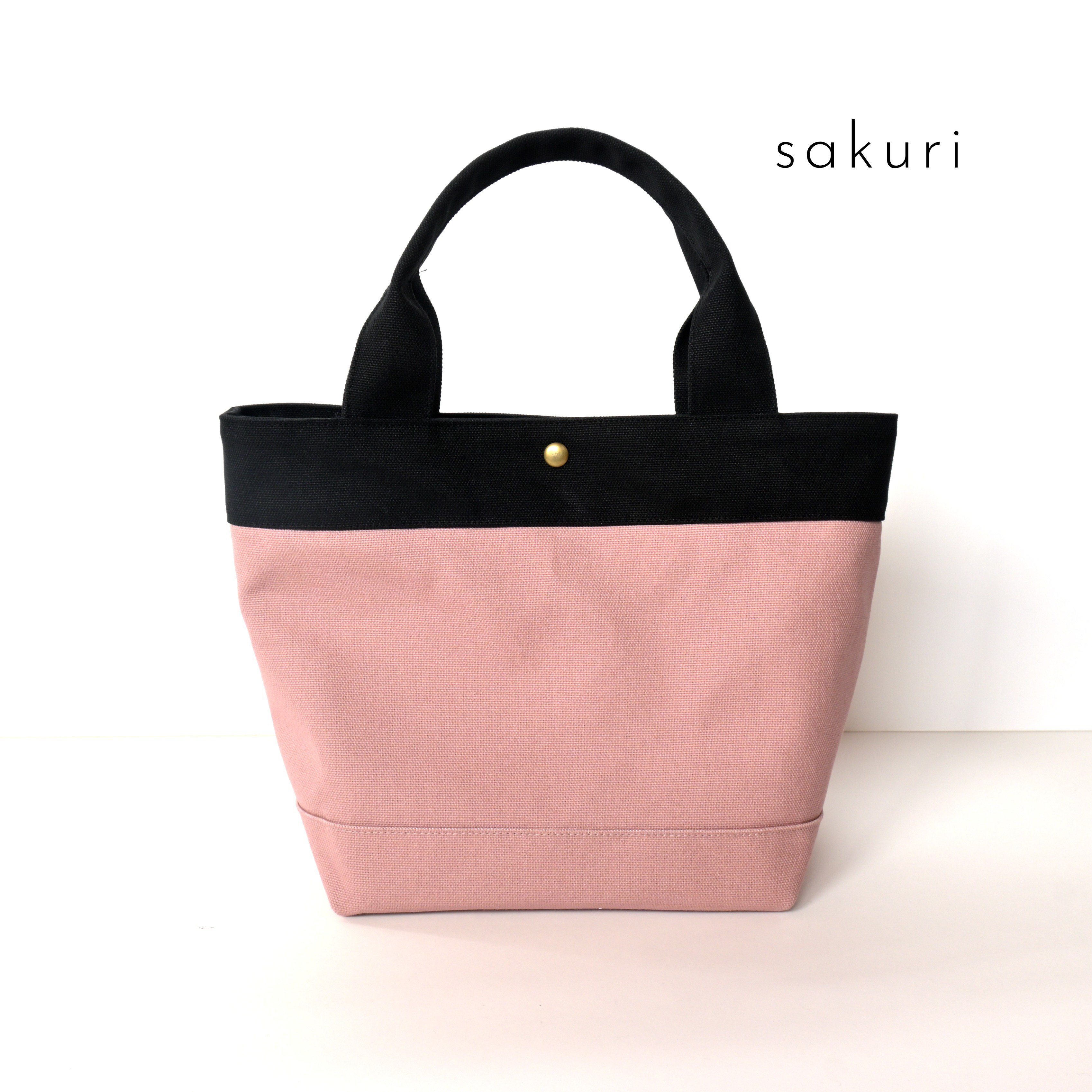 【春の超早割2026】倉敷帆布　大人のきれいめトートバッグ♪スモーキーピンク×ブラック