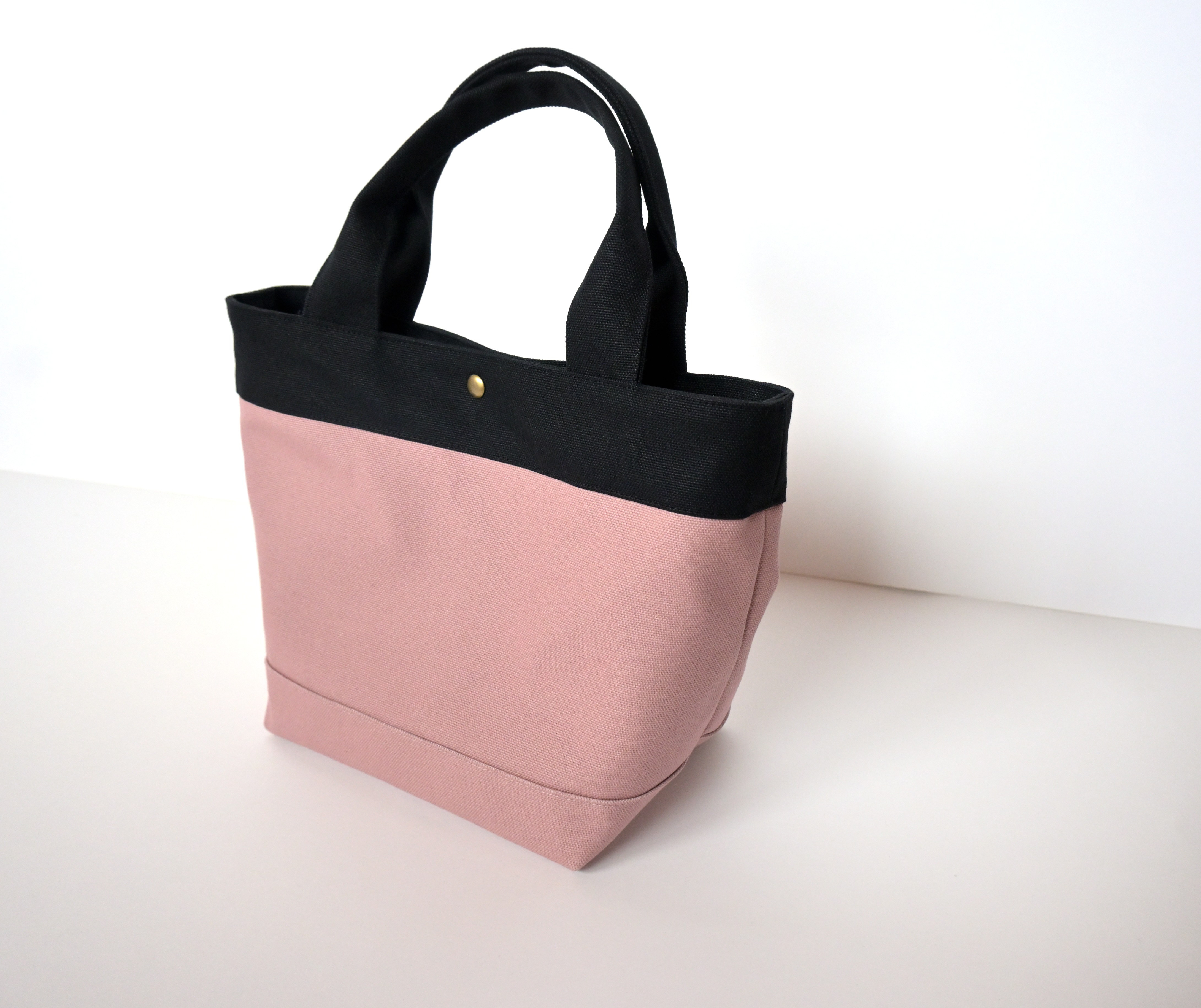 【春の超早割2026】倉敷帆布　大人のきれいめトートバッグ♪スモーキーピンク×ブラック