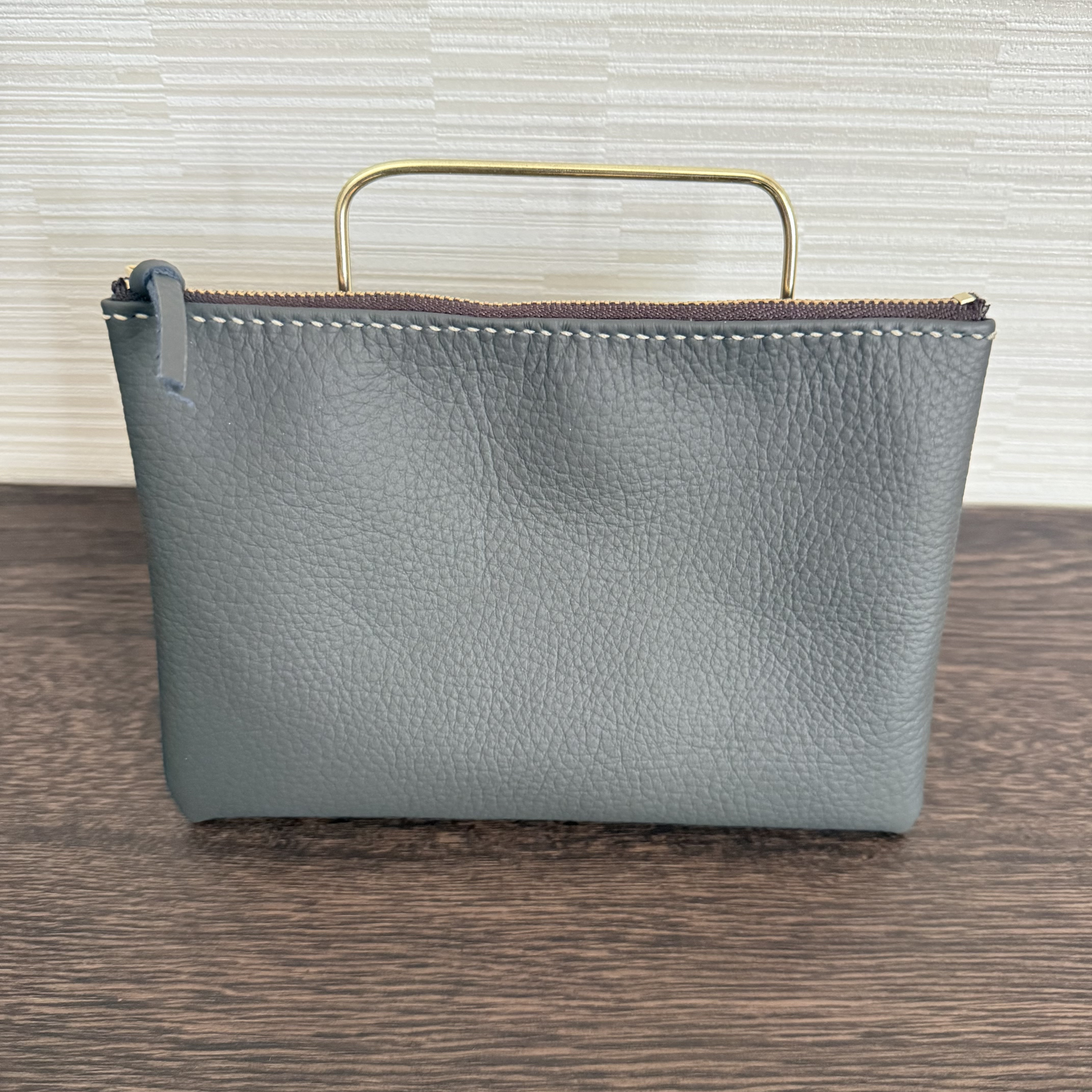 牛本革シンプルポーチ平型タイプ【手縫い・ハンドメイド品】 MP83