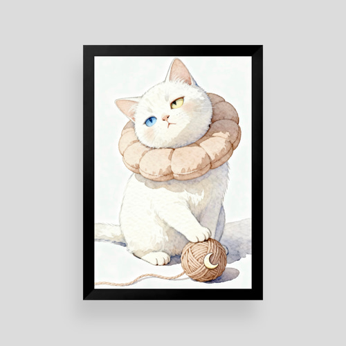 絵画 | イラストポスター 1031☆ 【マフラーをしているかわいい猫