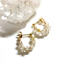 再販♡天然石ラフロック水晶の一粒ピアス/イヤリング ピアス（フック