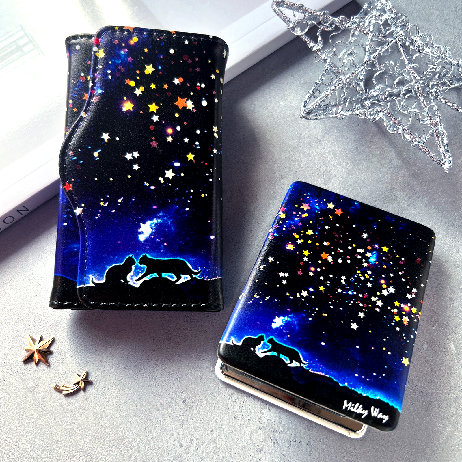 Creema限定新春福袋〈梅〉星空デートな猫のキーケース&手鏡セット