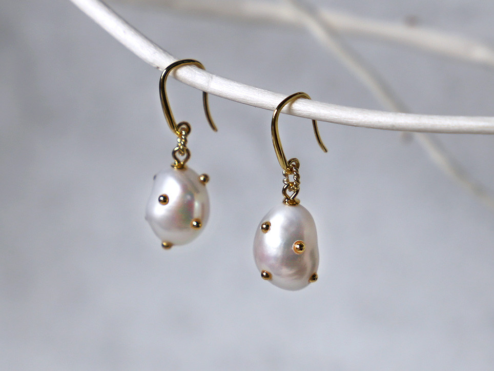 【 淡水パール・silver925・18KGP 】pisteitä ／ ピアス