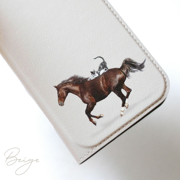 馬和貓雙色皮夾手機殼 iPhone 手機殼 智慧型手機殼 iPhone 17+ 安卓貓 第7張的照片