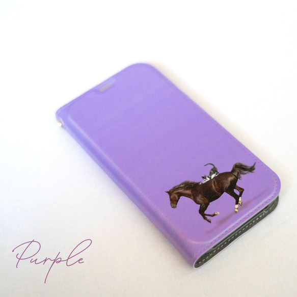 馬和貓雙色皮夾手機殼 iPhone 手機殼 智慧型手機殼 iPhone 17+ 安卓貓 第6張的照片