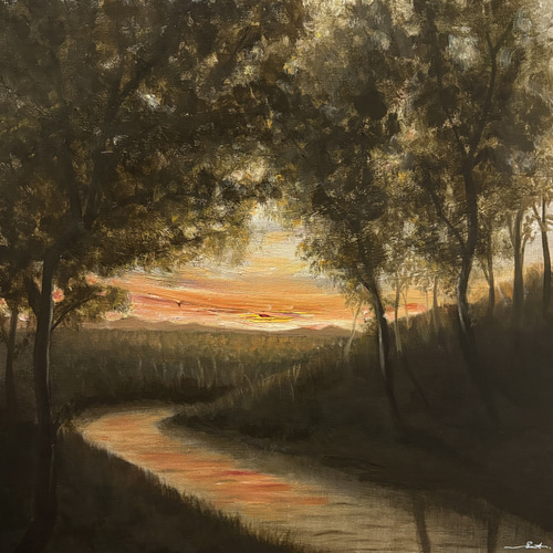 昭和レトロ 水彩画 晩秋の船形 絵画 アート インテリア 風景画 レトロ 晩秋の暖炉 │油絵 風景画 秋 景色 インテリア アート 絵画 Sona