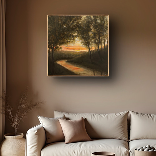 昭和レトロ 水彩画 晩秋の船形 絵画 アート インテリア 風景画 レトロ c338d3e76c1fb783a2855e76fe351a