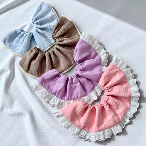 とろけるフリルスタイ】ドーナツ型／コットン100％ダブルガーゼ／三層