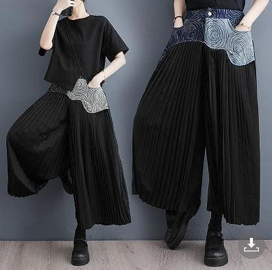 大きいサイズ レディース パンツ　ガウチョ　ワイド　プリーツ　春夏 秋 新品