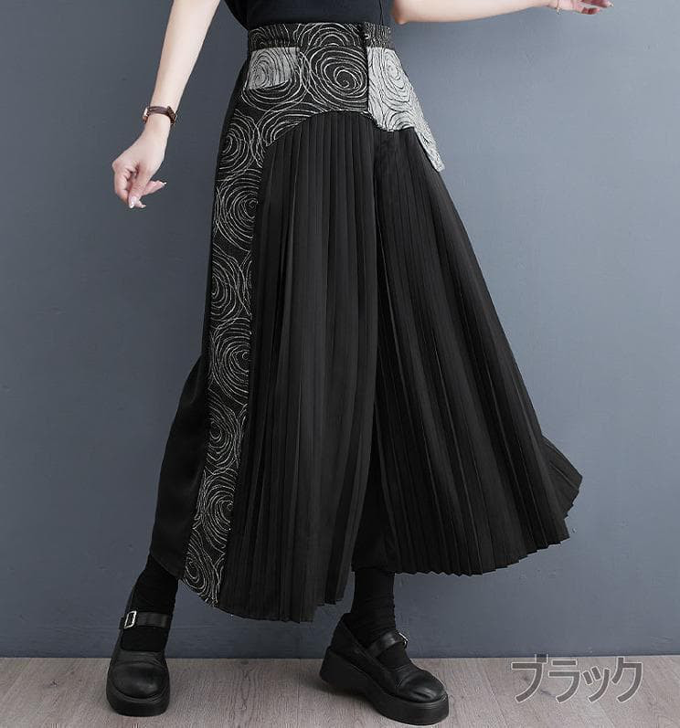 大きいサイズ レディース パンツ　ガウチョ　ワイド　プリーツ　春夏 秋 新品