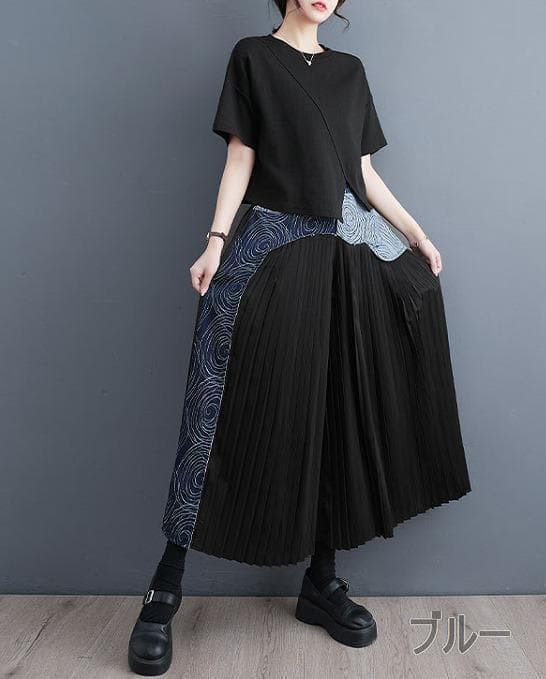 大きいサイズ レディース パンツ　ガウチョ　ワイド　プリーツ　春夏 秋 新品