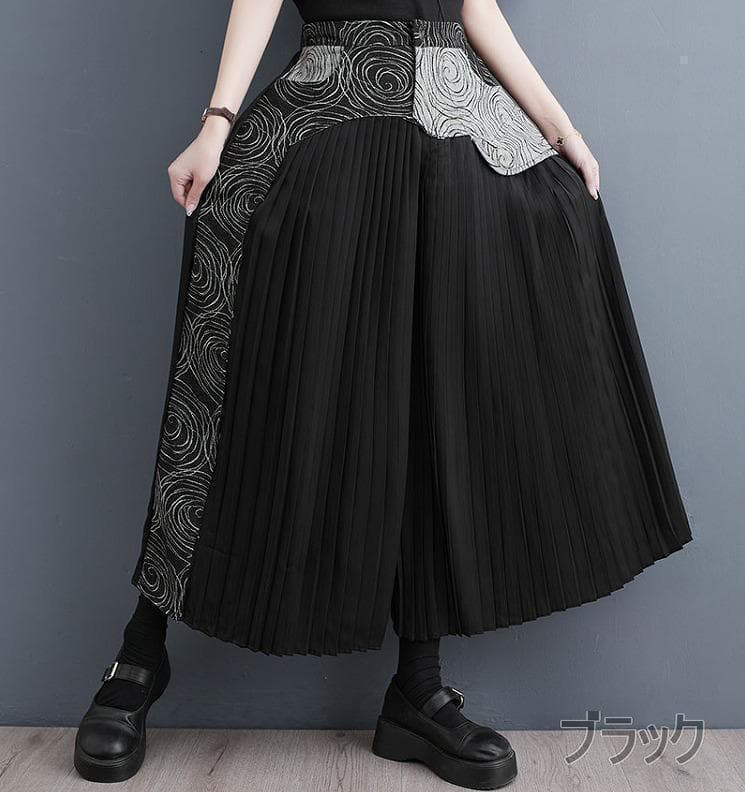 大きいサイズ レディース パンツ　ガウチョ　ワイド　プリーツ　春夏 秋 新品