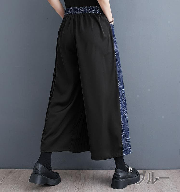 大きいサイズ レディース パンツ　ガウチョ　ワイド　プリーツ　春夏 秋 新品