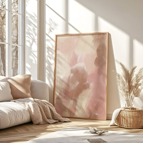 アートポスター 抽象画 パステルカラー ピンク モーヴ モダンアート