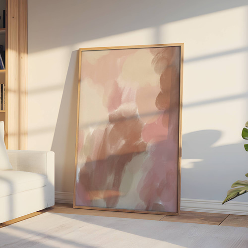 アートポスター 抽象画 パステルカラー ピンク モーヴ モダンアート