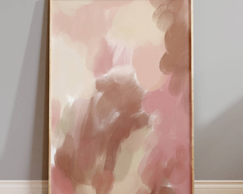 アートポスター 抽象画 パステルカラー ピンク モーヴ モダンアート