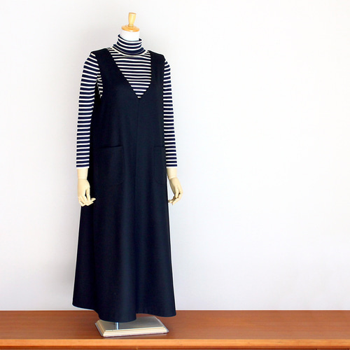 c_o_c_o_r_o BISHUウールビエラ（黒）ロングジャンパースカート