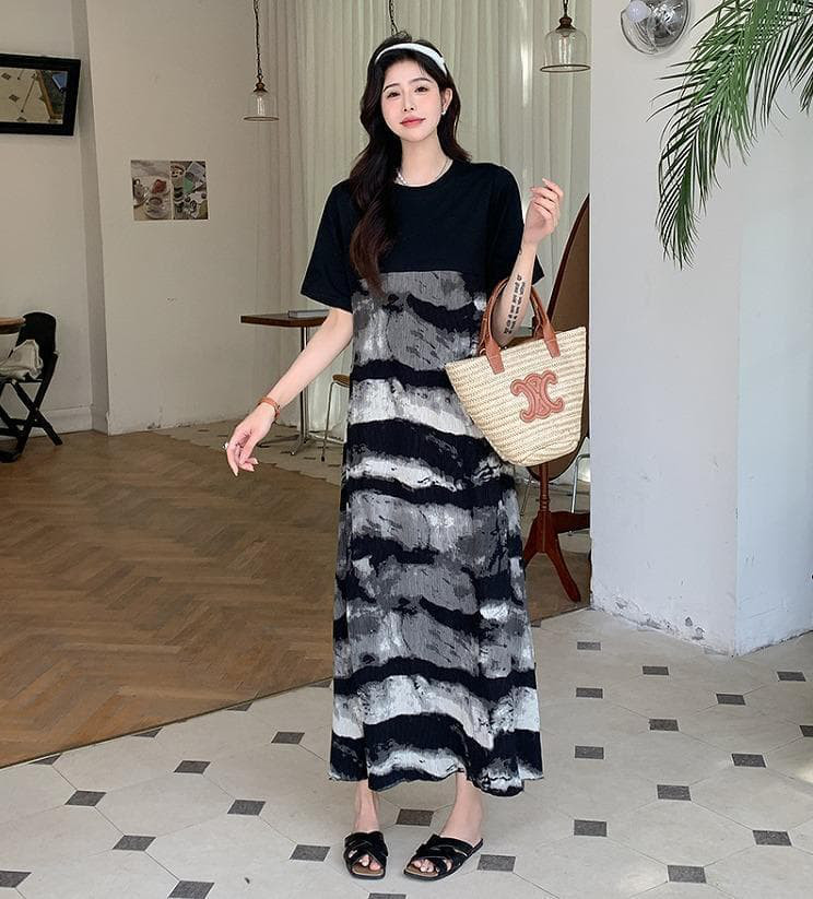 大きいサイズ レディース ロング　ワンピース　春夏 秋 新品 半袖