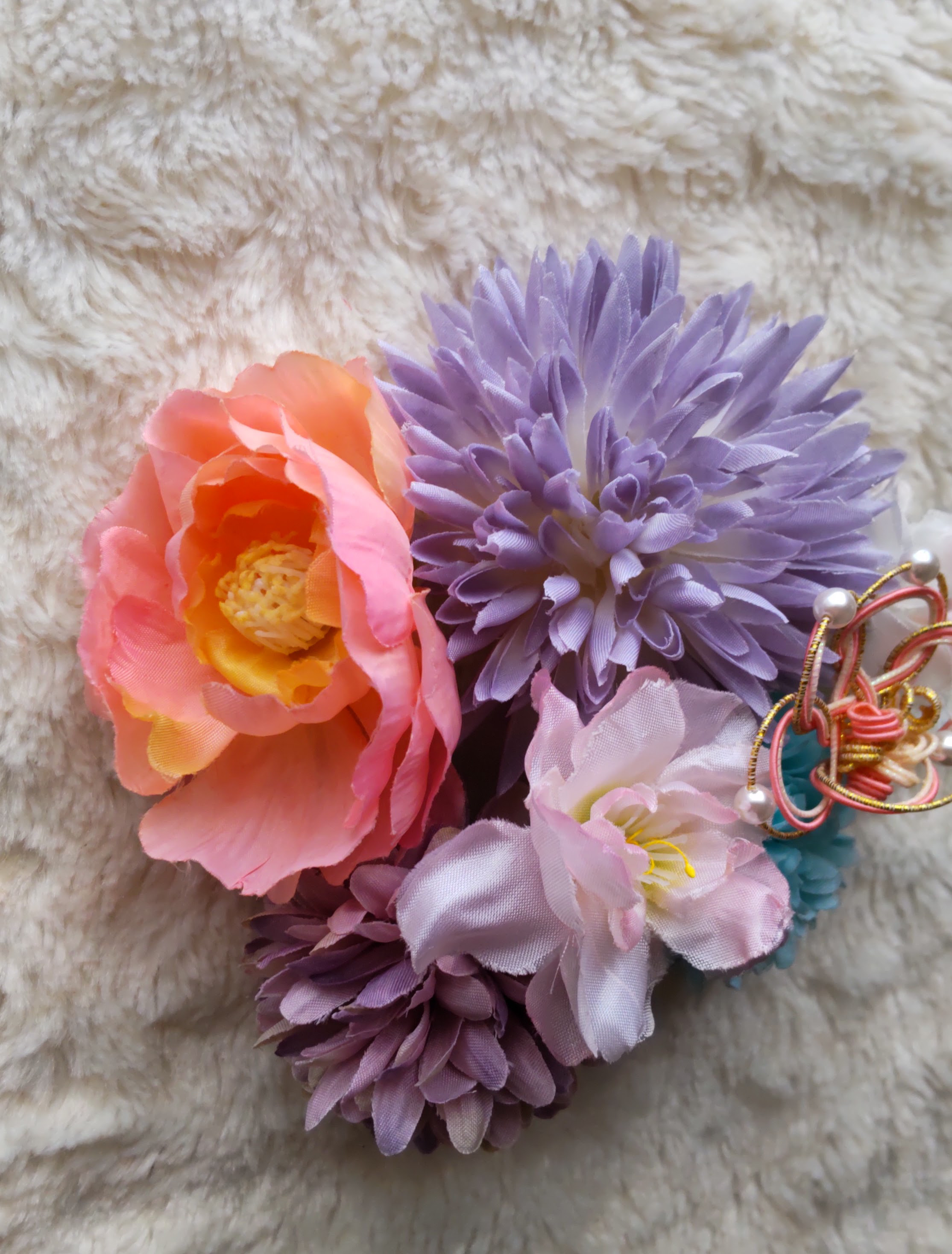 造花髪飾り　マム　ラナンキュラス　桜　結び