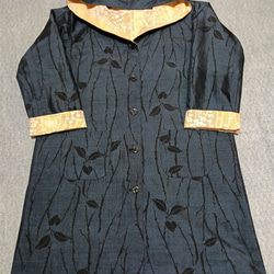 フード付きリバーシブルコート…男女兼用…着物リメイク…ハンドメイド