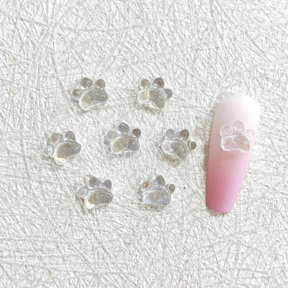 P689(10個)ネイルパーツ クリア 透明 肉球 犬猫 動物 ポップ 愛犬愛猫