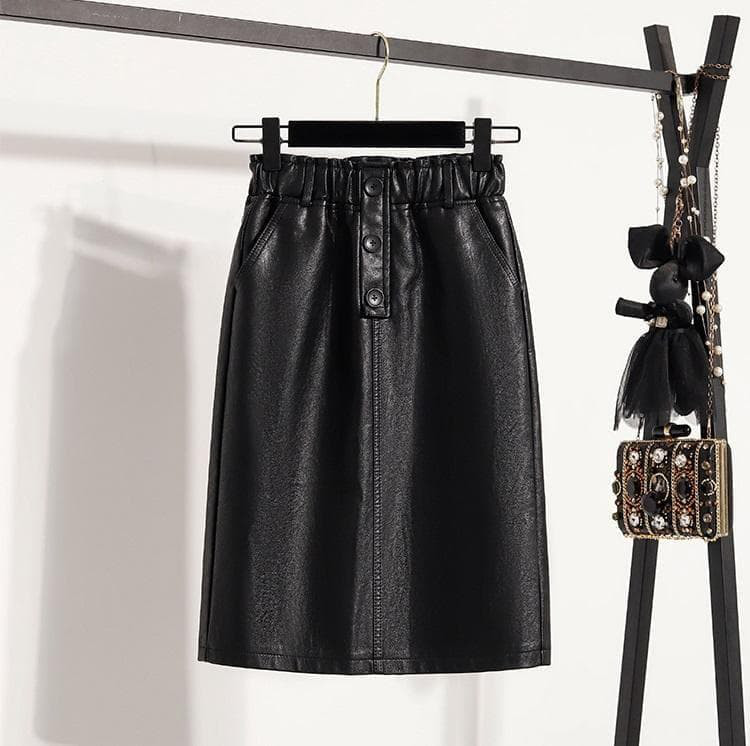 新品 大きいサイズ ゆったり PUレザースカート 黒 ミモレ 秋冬 エコレザーq 4,784円