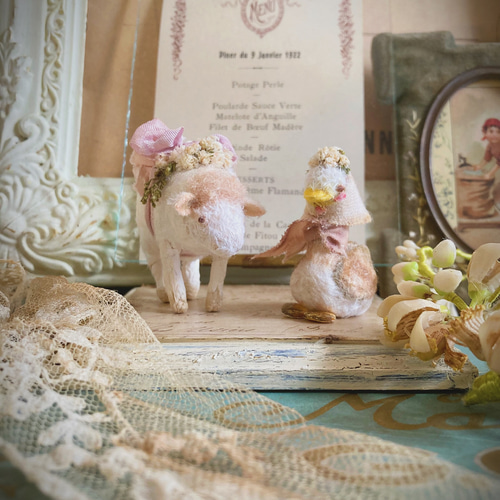 和紙とビスコースのアンティークオブジェ｜あひるとひつじ｜1924年