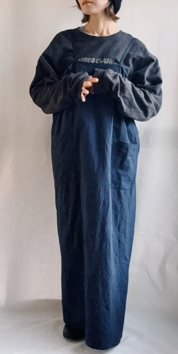 ◇只剩1件，現貨◇長款圍裙，加長10厘米，深海軍藍，大口袋（無其他可選配件） 第5張的照片