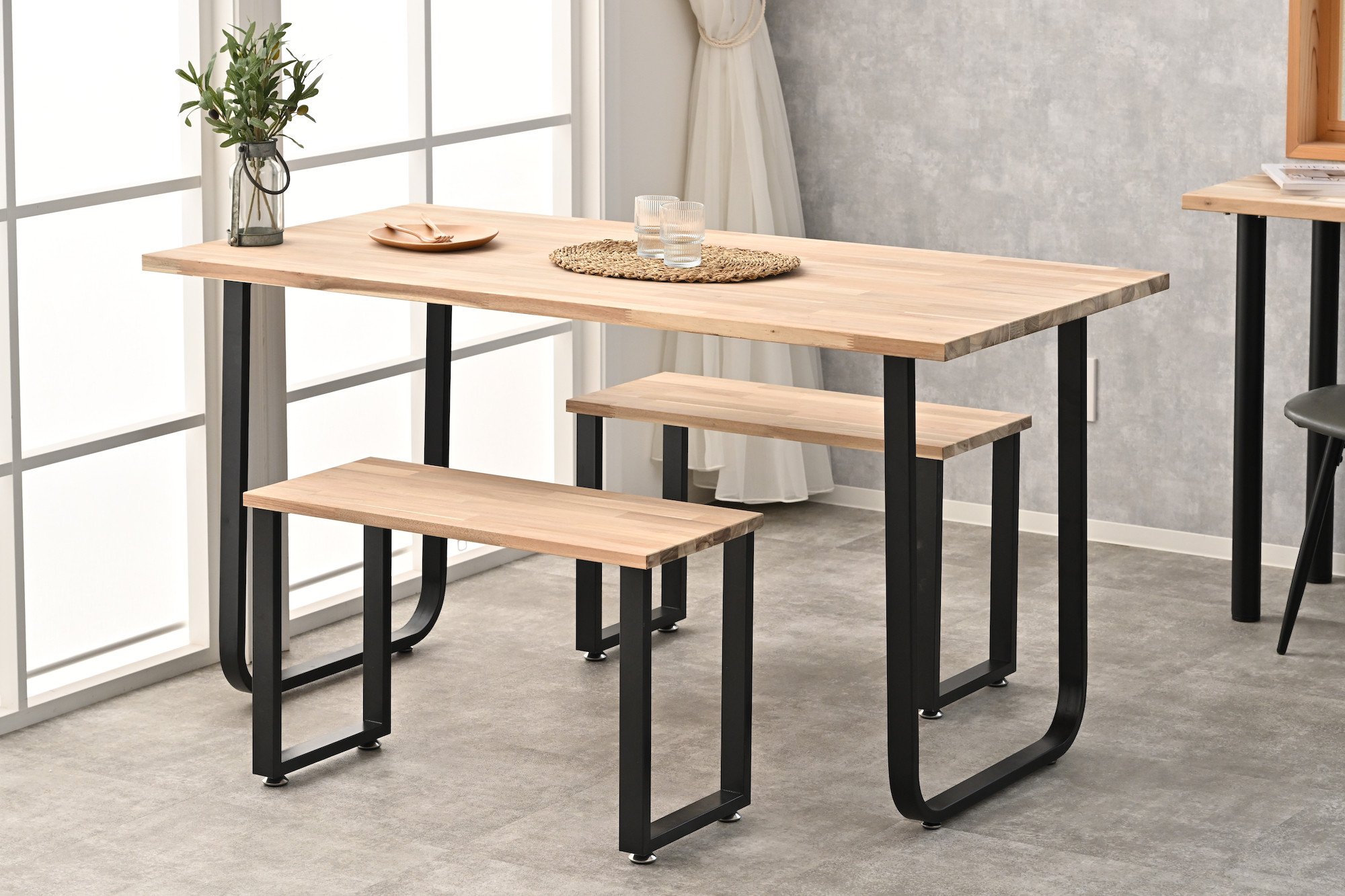 【天然木】アカシア集成材のダイニング＆ワークテーブル｜木製テーブル