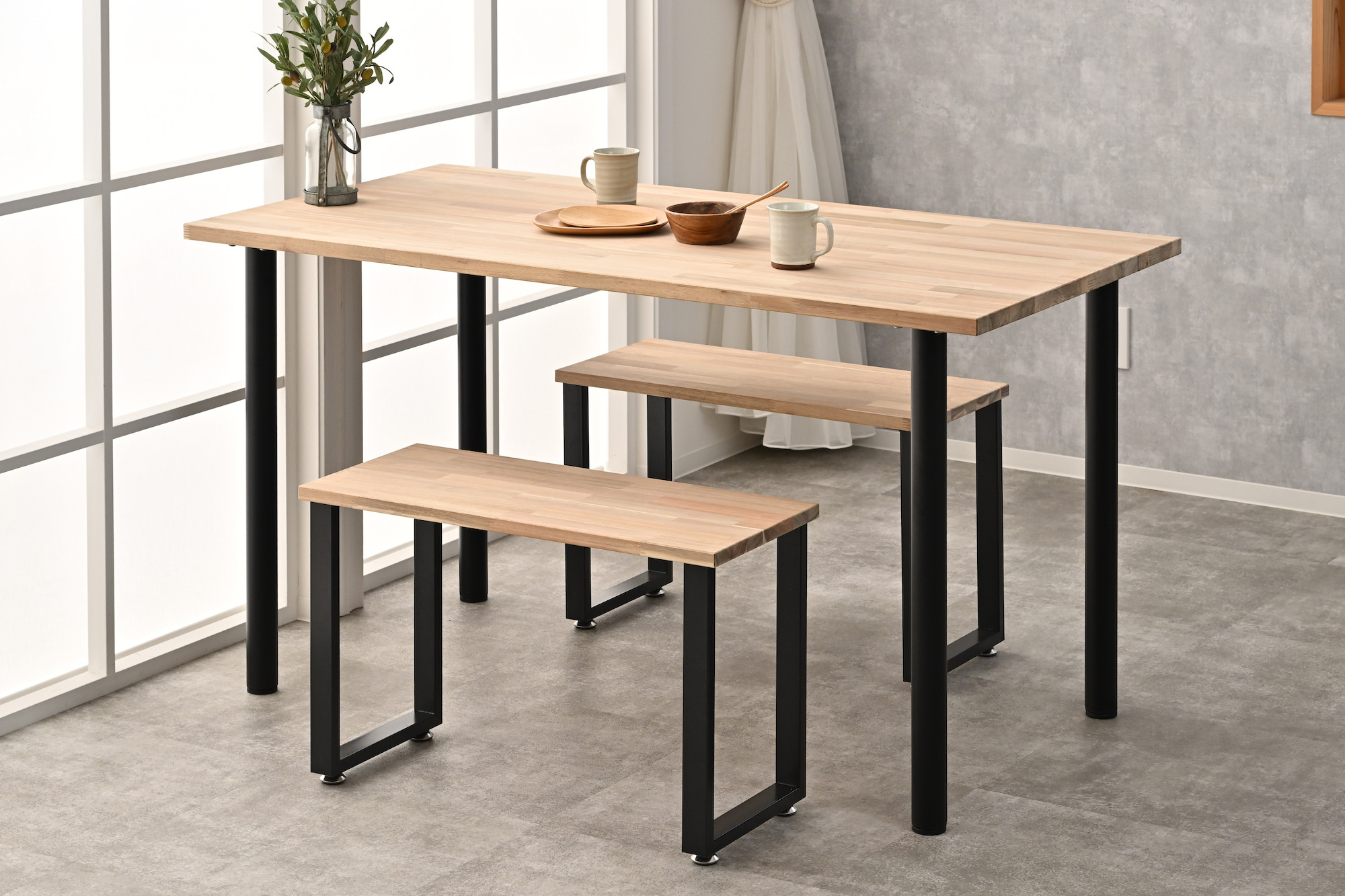 【天然木】アカシア集成材のダイニング＆ワークテーブル｜木製テーブル4本足タイプ 37,050円