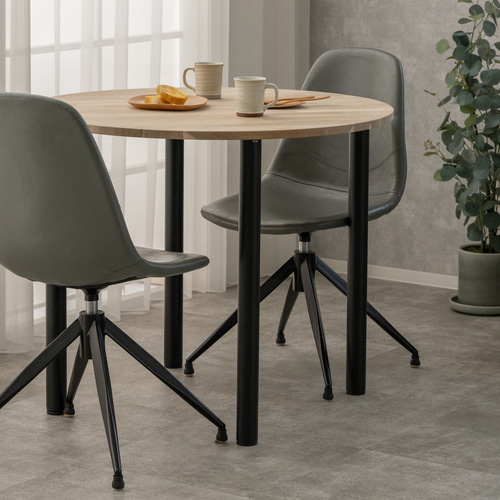 天然木】アカシア無垢風ラウンドカフェテーブル｜天然木×アイアン脚