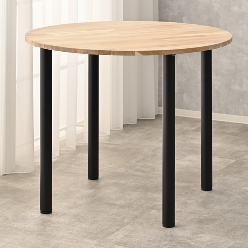 天然木】アカシア無垢風ラウンドカフェテーブル｜天然木×アイアン脚