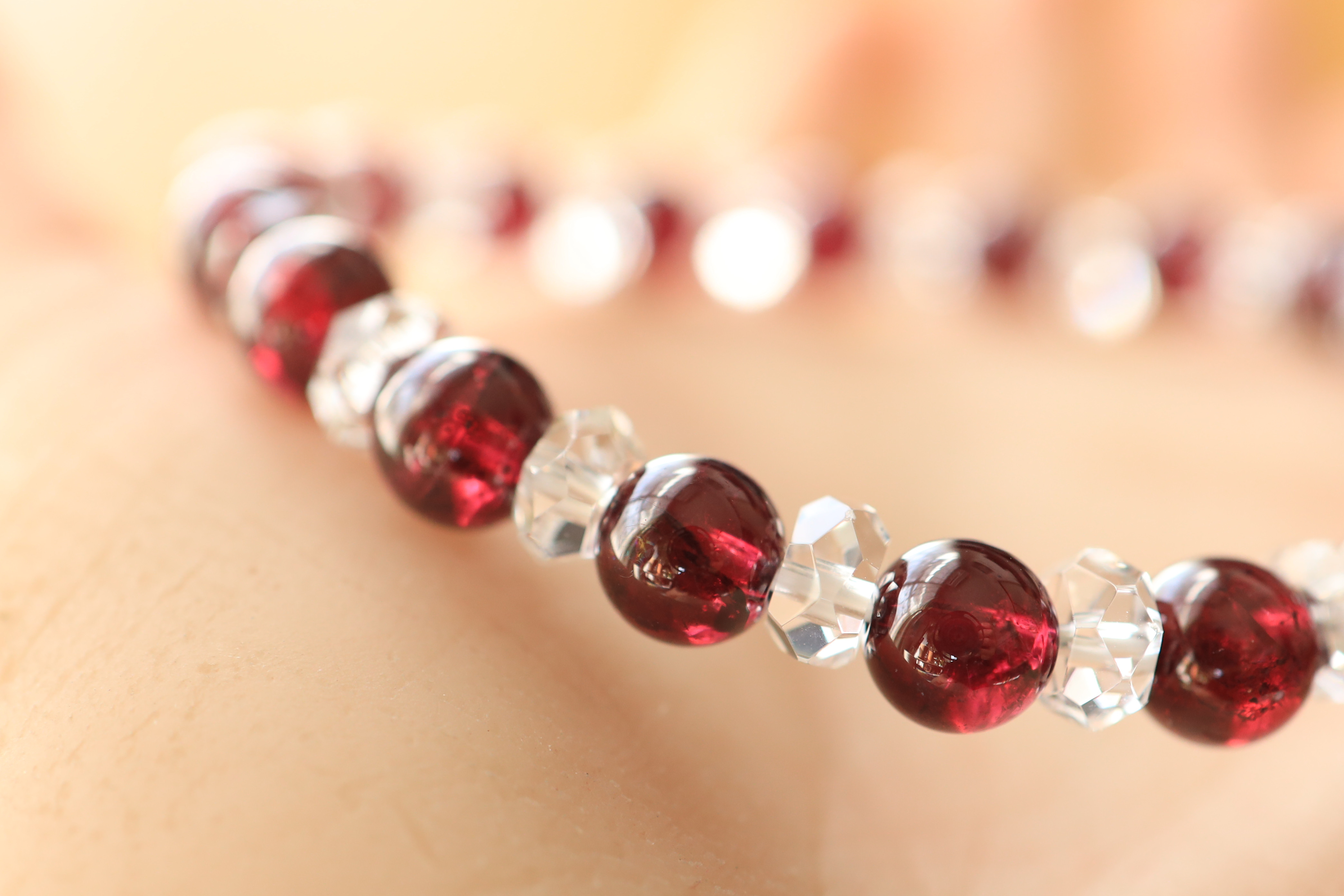 …☆スーパープレミアムブレス☆ロードライトガーネット：7ミリ＆水晶☆…☆天然石ブレスレット☆…