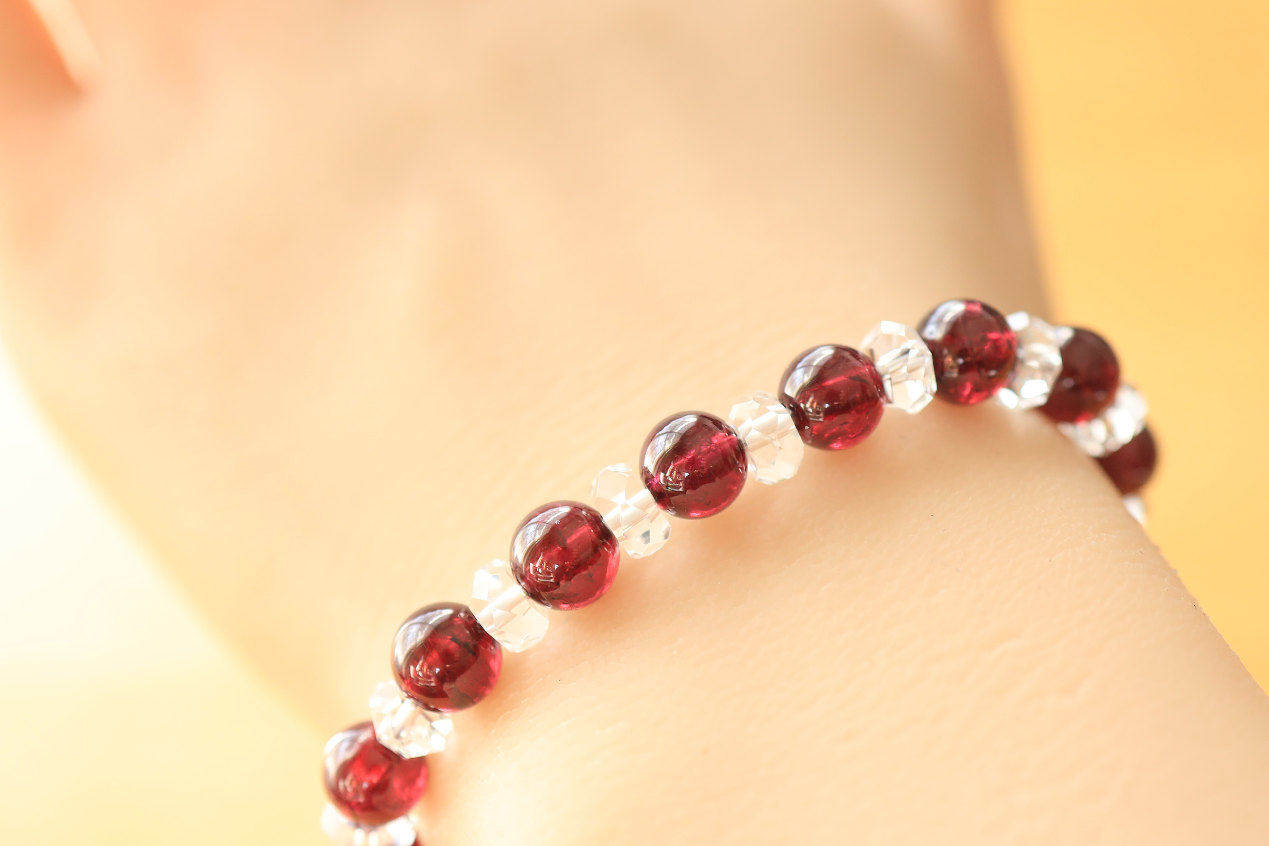 …☆スーパープレミアムブレス☆ロードライトガーネット：7ミリ＆水晶☆…☆天然石ブレスレット☆…