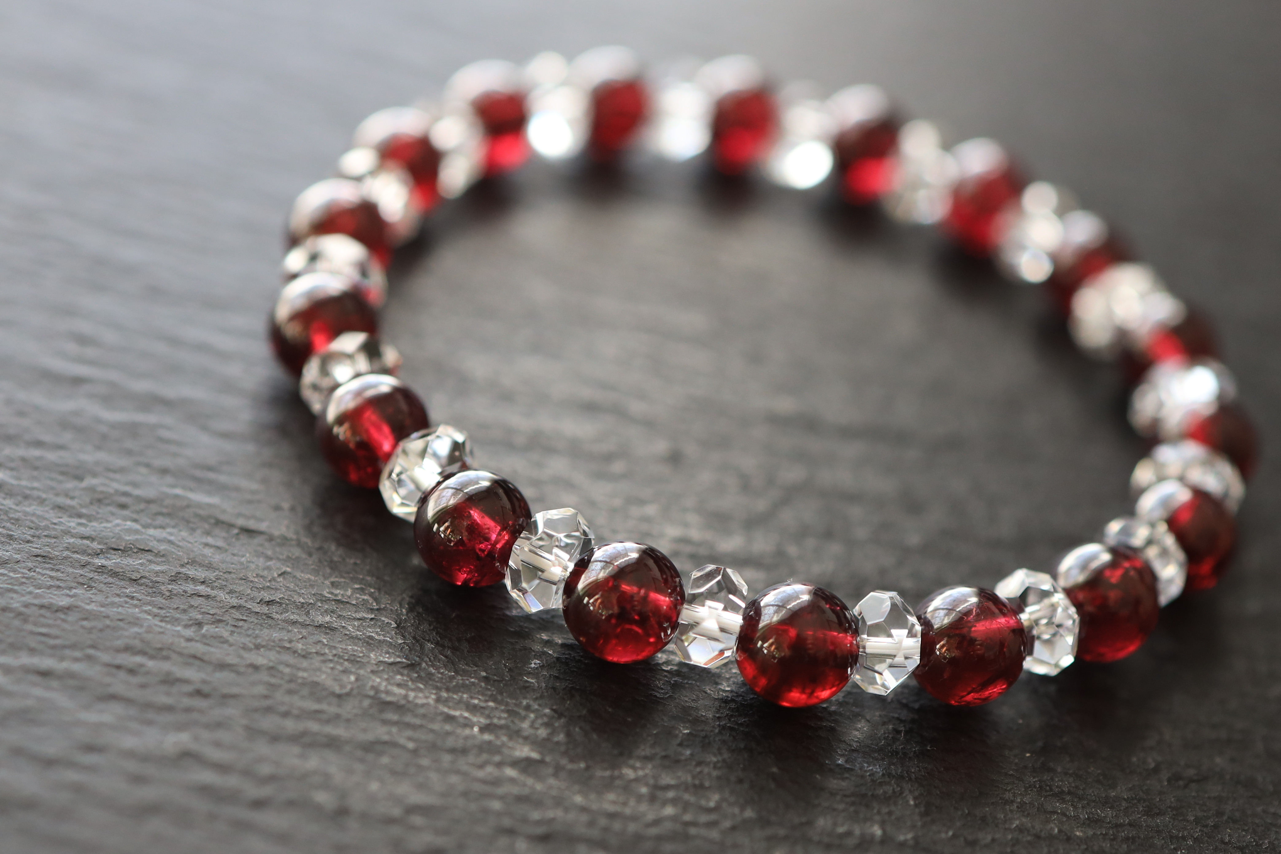 …☆スーパープレミアムブレス☆ロードライトガーネット：7ミリ＆水晶☆…☆天然石ブレスレット☆…