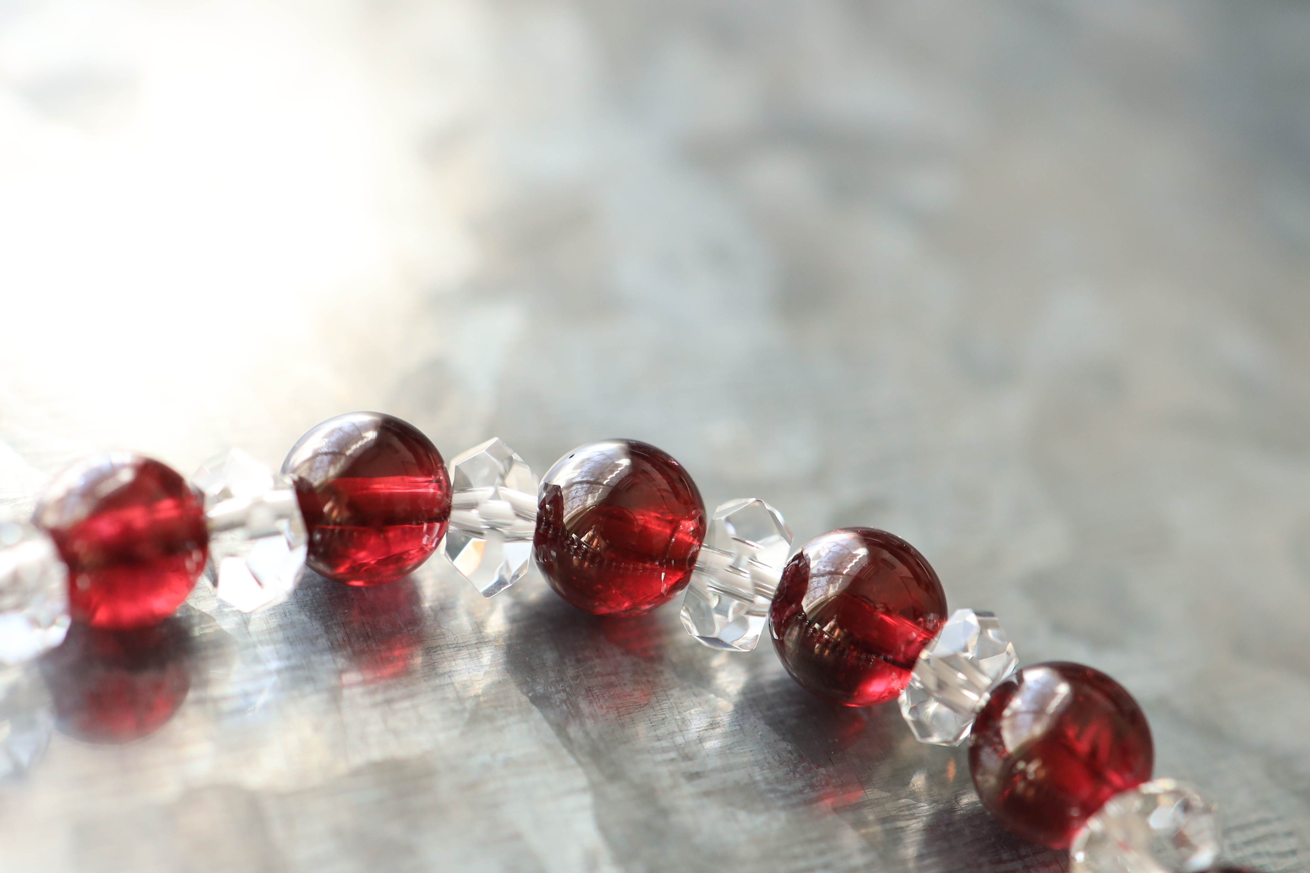 …☆スーパープレミアムブレス☆ロードライトガーネット：7ミリ＆水晶☆…☆天然石ブレスレット☆…