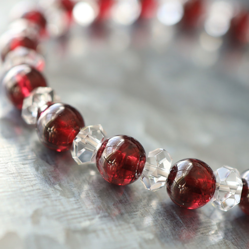 ☆スーパープレミアムブレス☆ロードライトガーネット：7ミリ＆水晶