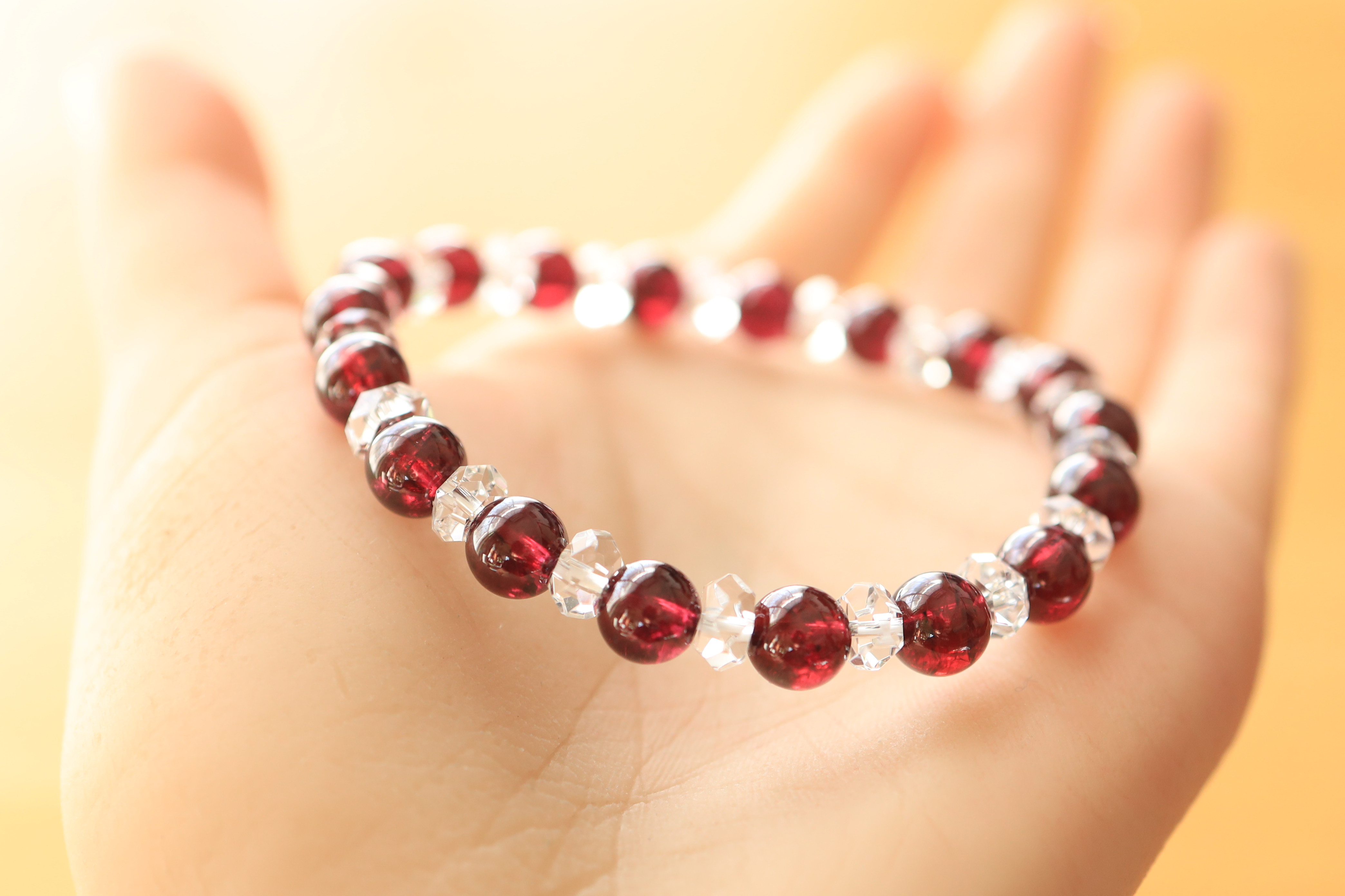 …☆スーパープレミアムブレス☆ロードライトガーネット：7ミリ＆水晶☆…☆天然石ブレスレット☆…