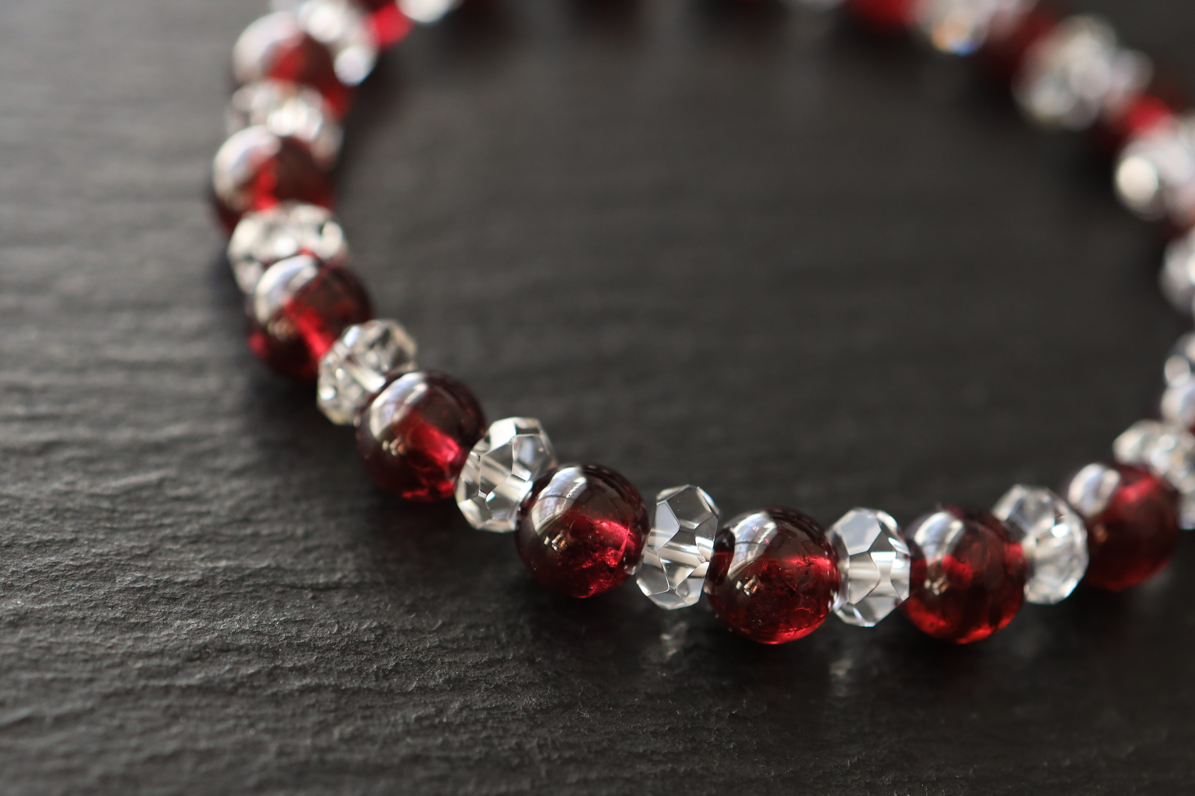 …☆スーパープレミアムブレス☆ロードライトガーネット：7ミリ＆水晶☆…☆天然石ブレスレット☆…