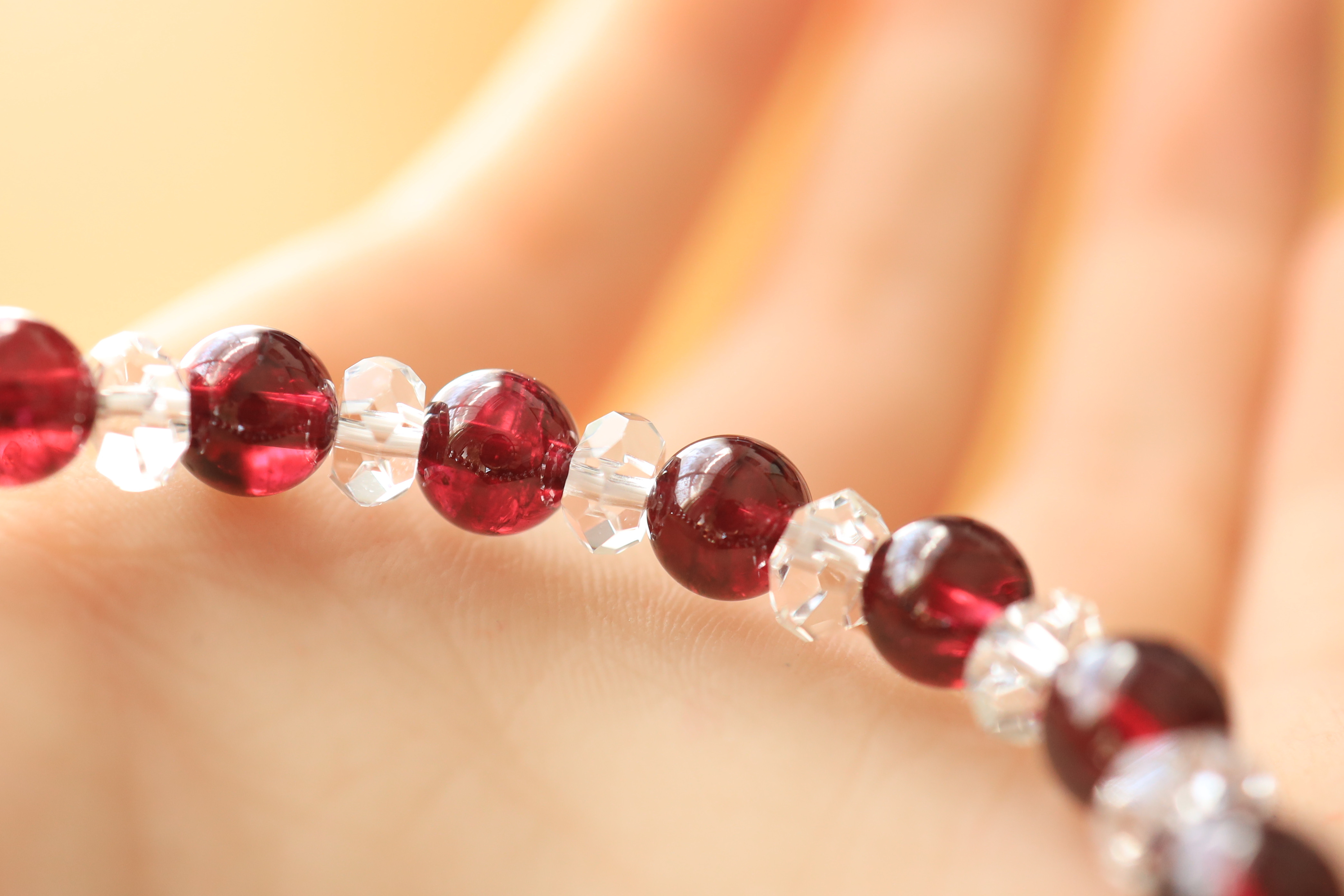 …☆スーパープレミアムブレス☆ロードライトガーネット：7ミリ＆水晶☆…☆天然石ブレスレット☆…
