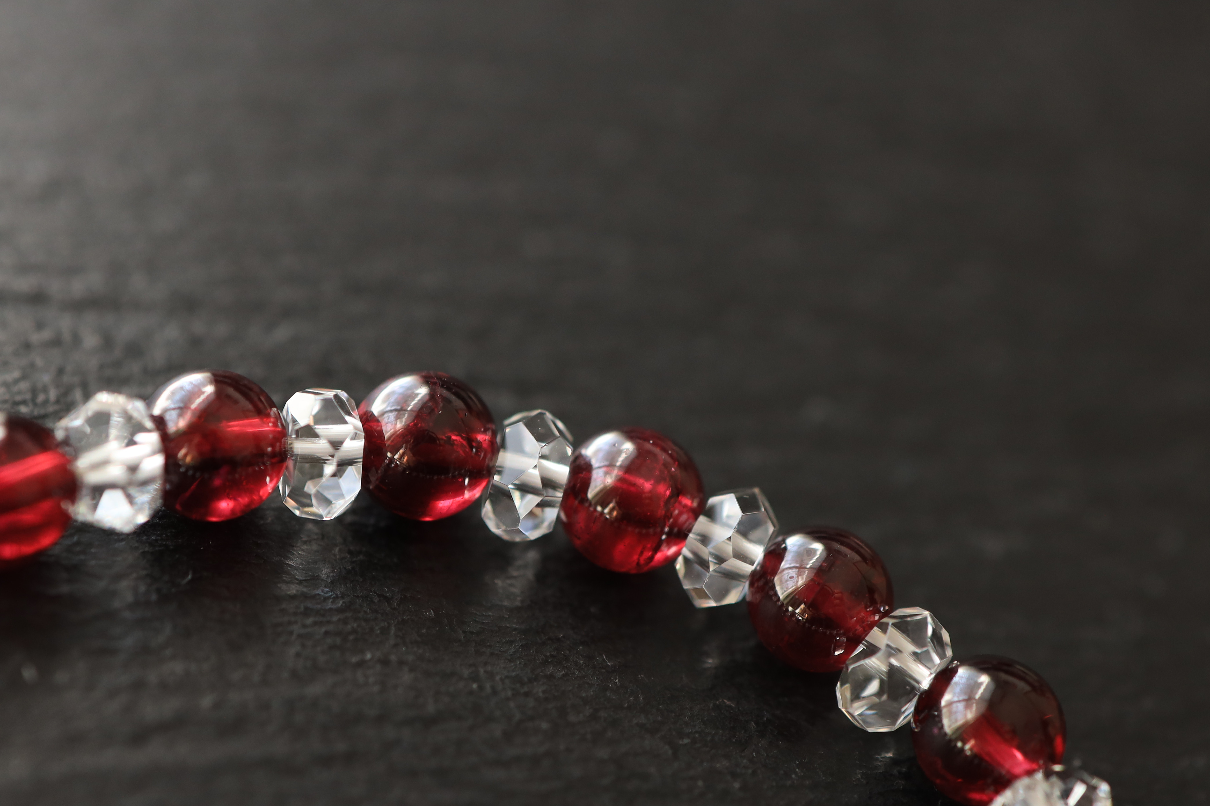 …☆スーパープレミアムブレス☆ロードライトガーネット：7ミリ＆水晶☆…☆天然石ブレスレット☆…