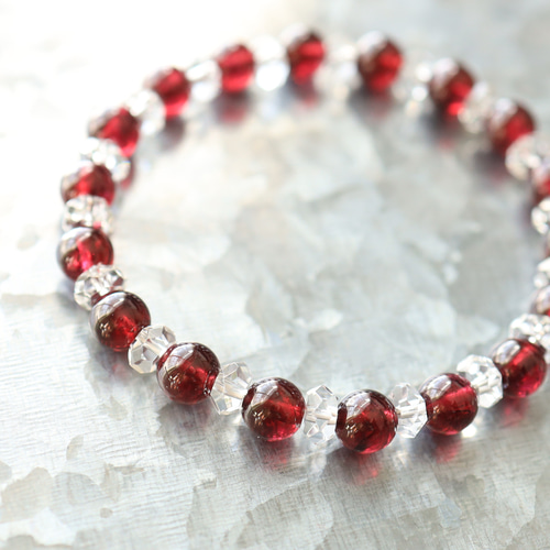 ☆スーパープレミアムブレス☆ロードライトガーネット：7ミリ＆水晶