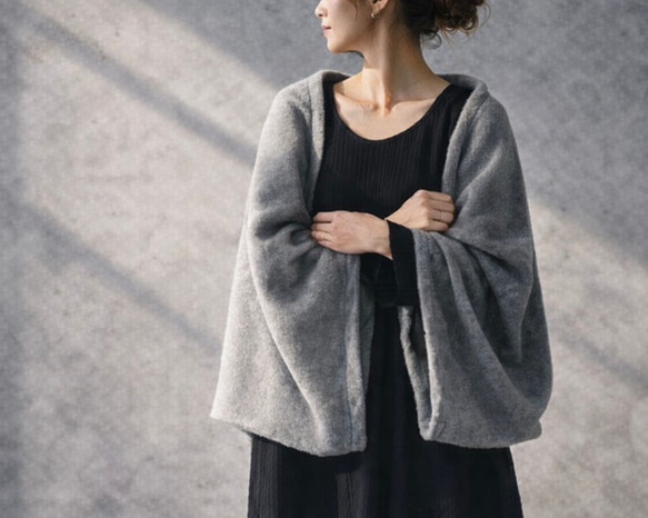 秋冬3way大人の高級メルトンフリースストール／ストールにもアウターに