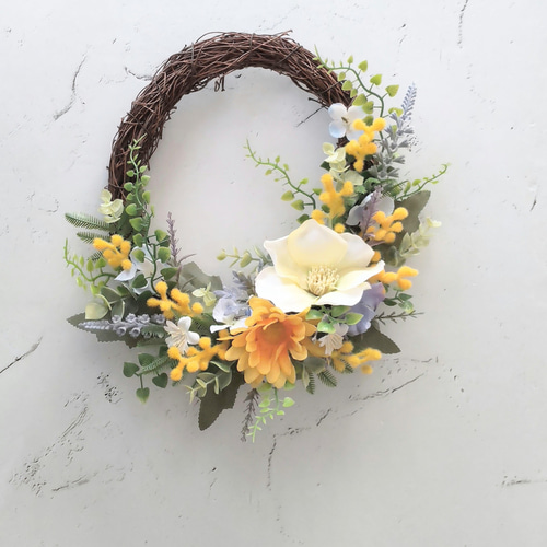 ミモザの楕円形リース (約30㎝) リース ndana 通販 20268162｜Creema