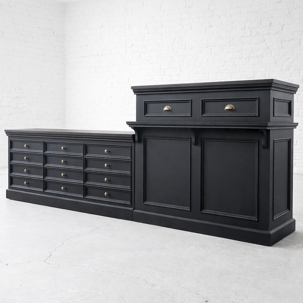 理容室/美容室カウンター（W2400ブラック） ネイルサロンレジカウンター 受付カウンター オーダーメイド家具 店舗什器