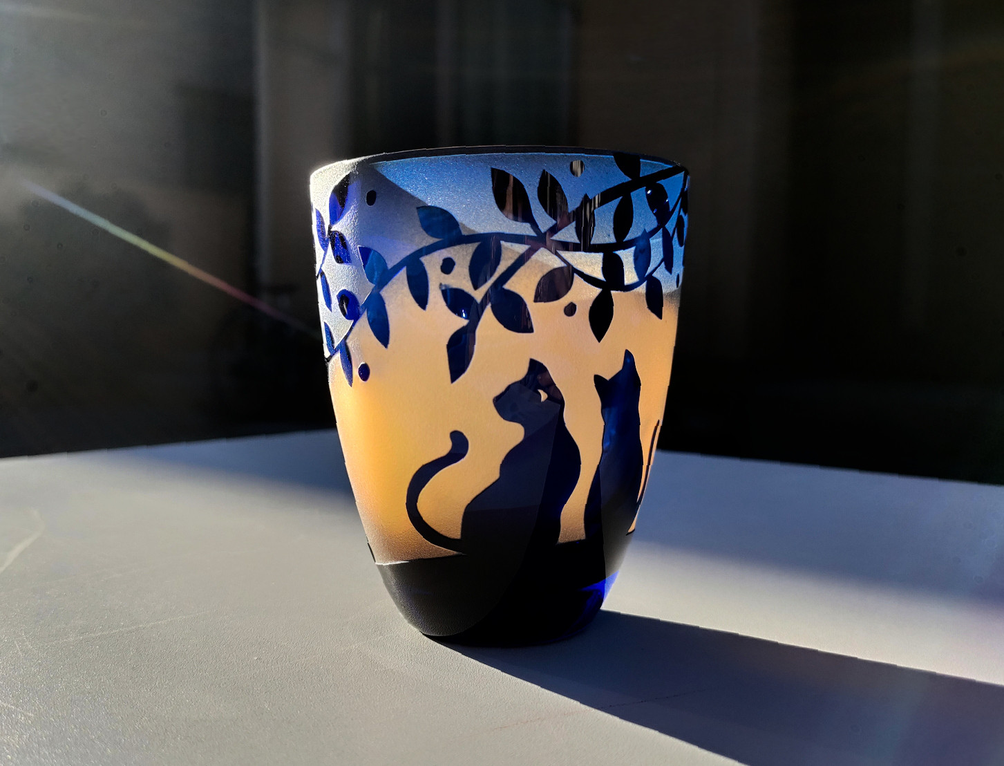 月夜の猫 丸タンブラー サンドブラスト ギフト