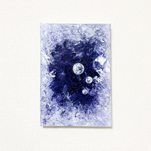 原画 油絵 兆し 光のアート 抽象画 SM/サムホール ネイビー×ブルー